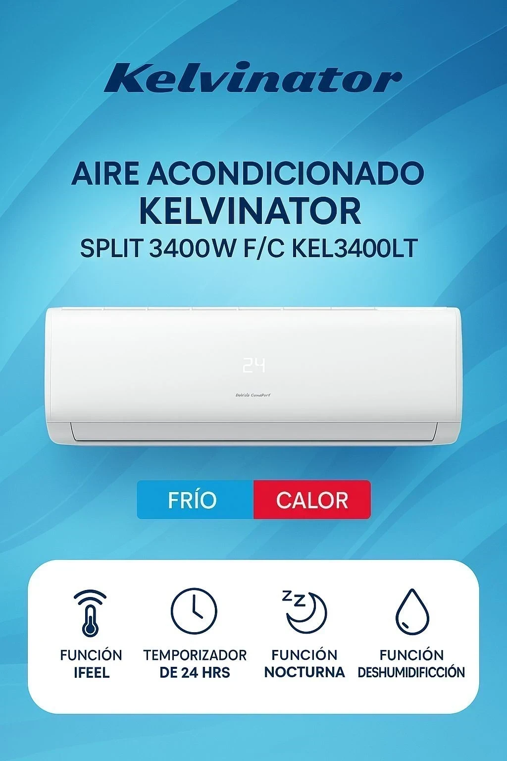 AIRE ACONDICIONADO KELVINATOR 3400W ON/OFF