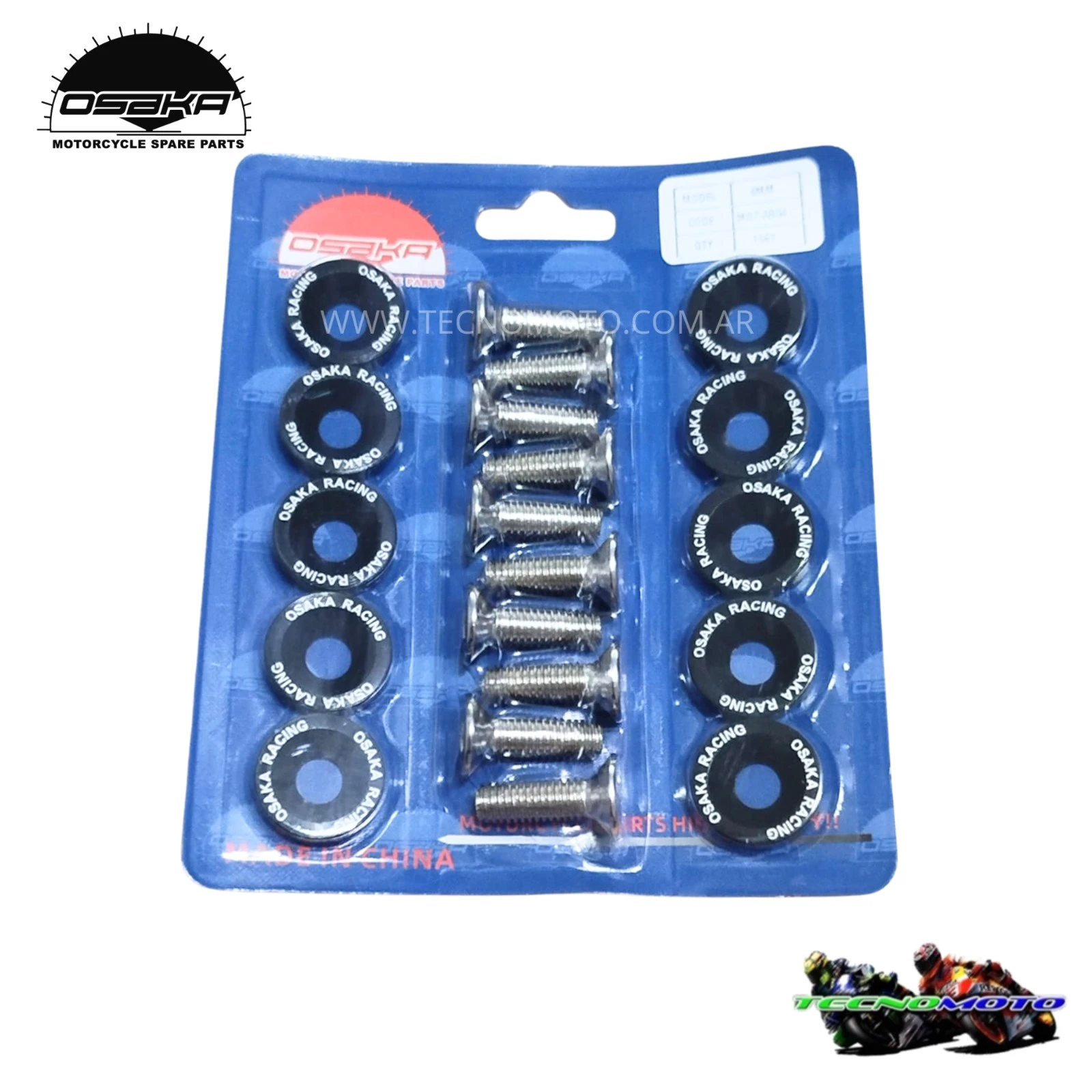 ARANDELA ALUMINIO 6MM SET -NEGRO-50546
