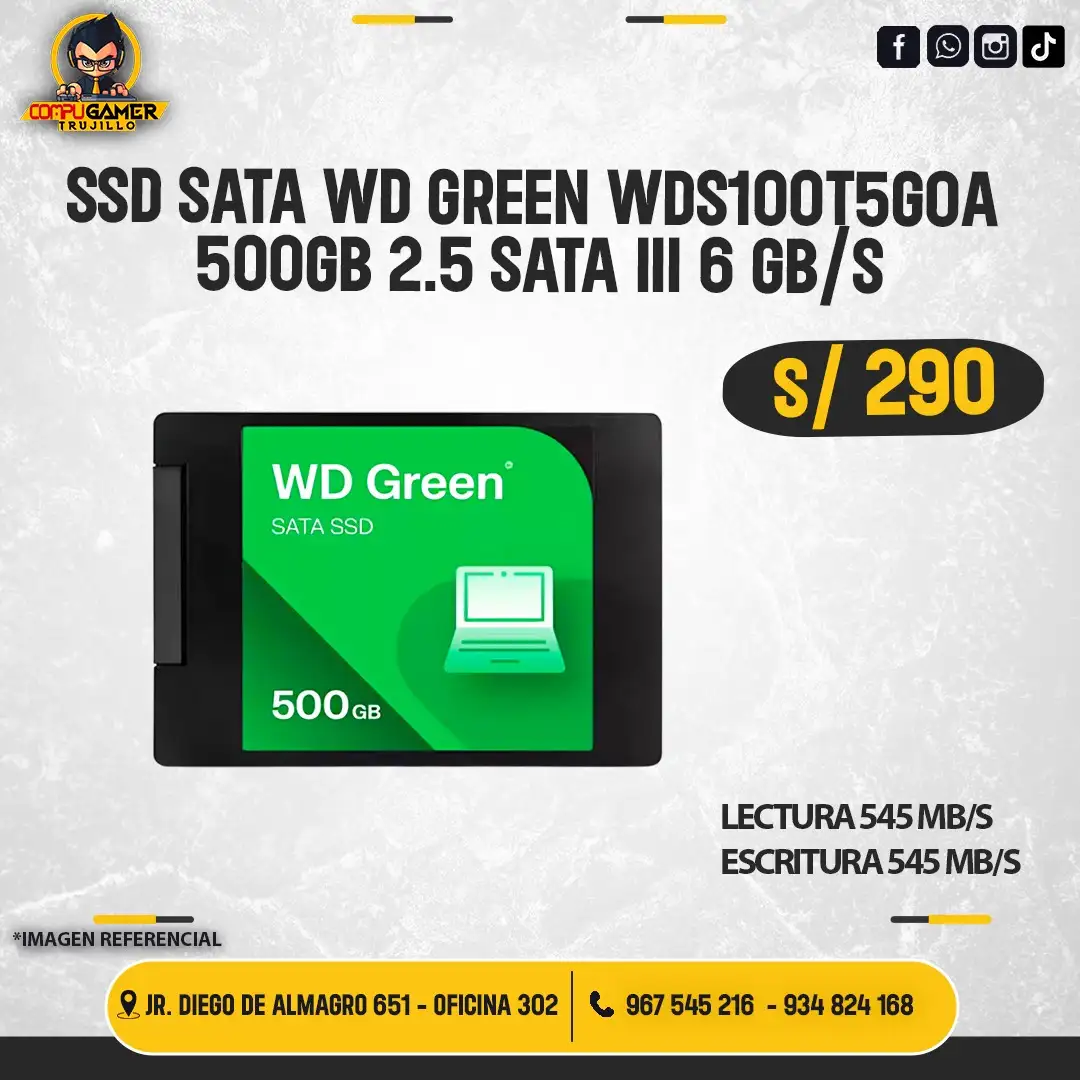 SSD SATA WD GREEN WDS100T5G0A 500GB 2.5 SATA III 6GB/S