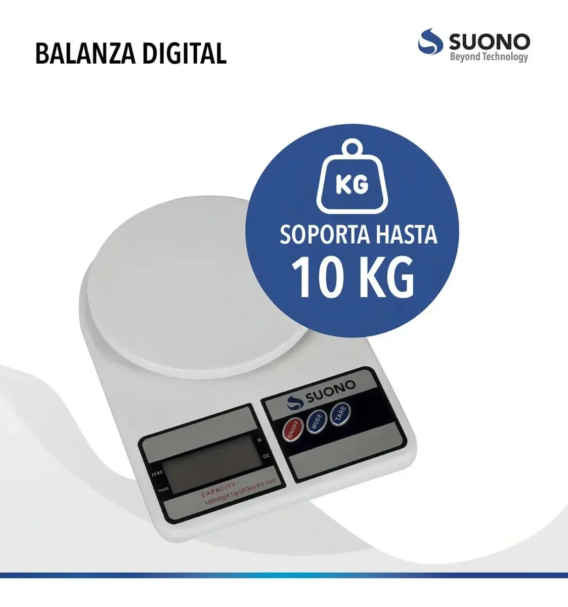 Balanza De Cocina Digital 10kg Capacidad Máxima 10 G Color Blanco 3