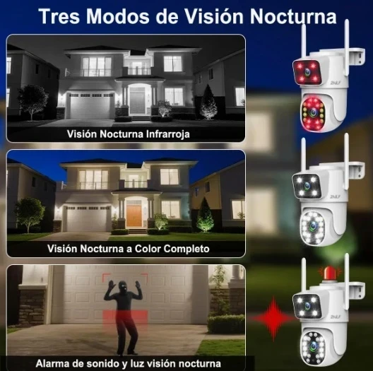 2nlf 2pcs Doble Lente Cámara De Seguridad Exterior Wifi Hd 2
