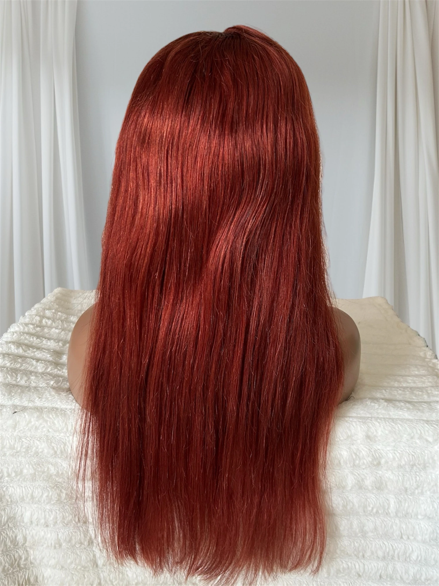 Pelucas de cabello humano de color marrón rojizo, frontal lace 13x4 glueless  de 24 pulgadas  3