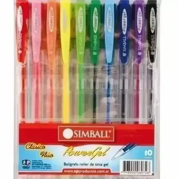Bolígrafos Power Gel Simball x 10