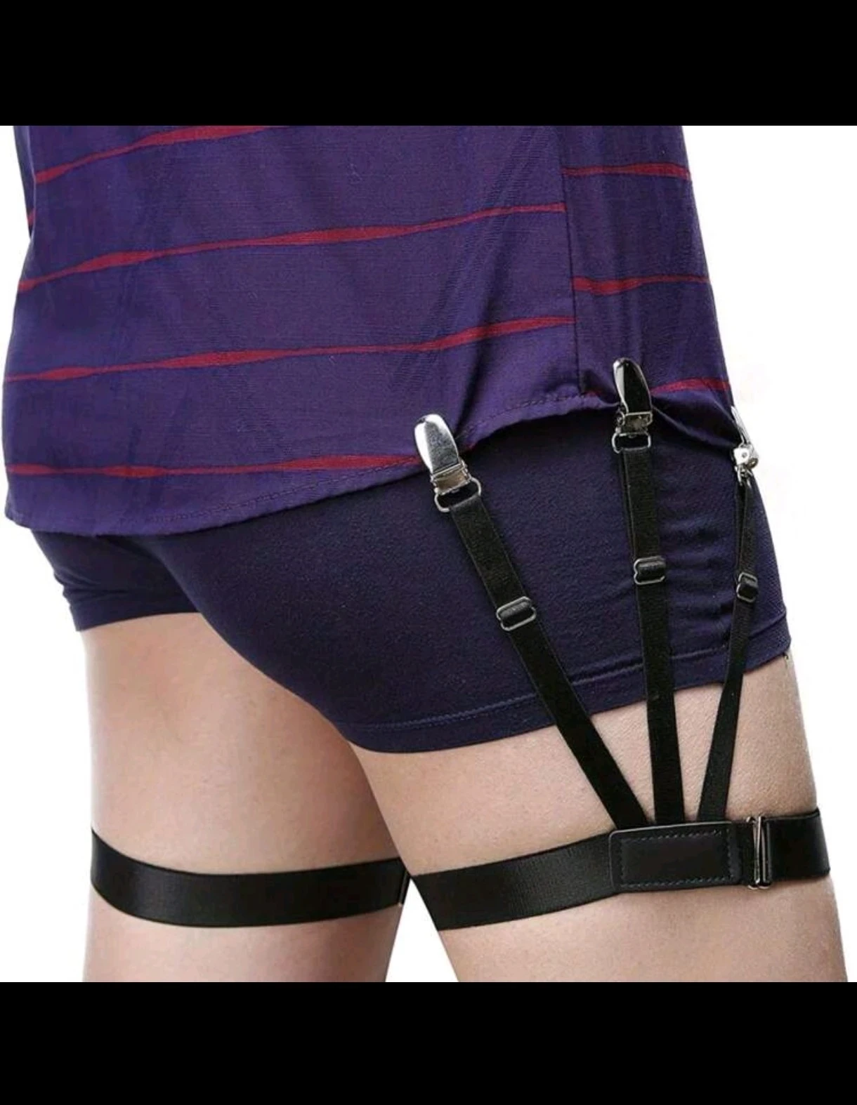 Par de Ligas Sujetadoras de Camisa – Tirantes Elásticos para Muslo con Clips Metálicos Antideslizantes 8