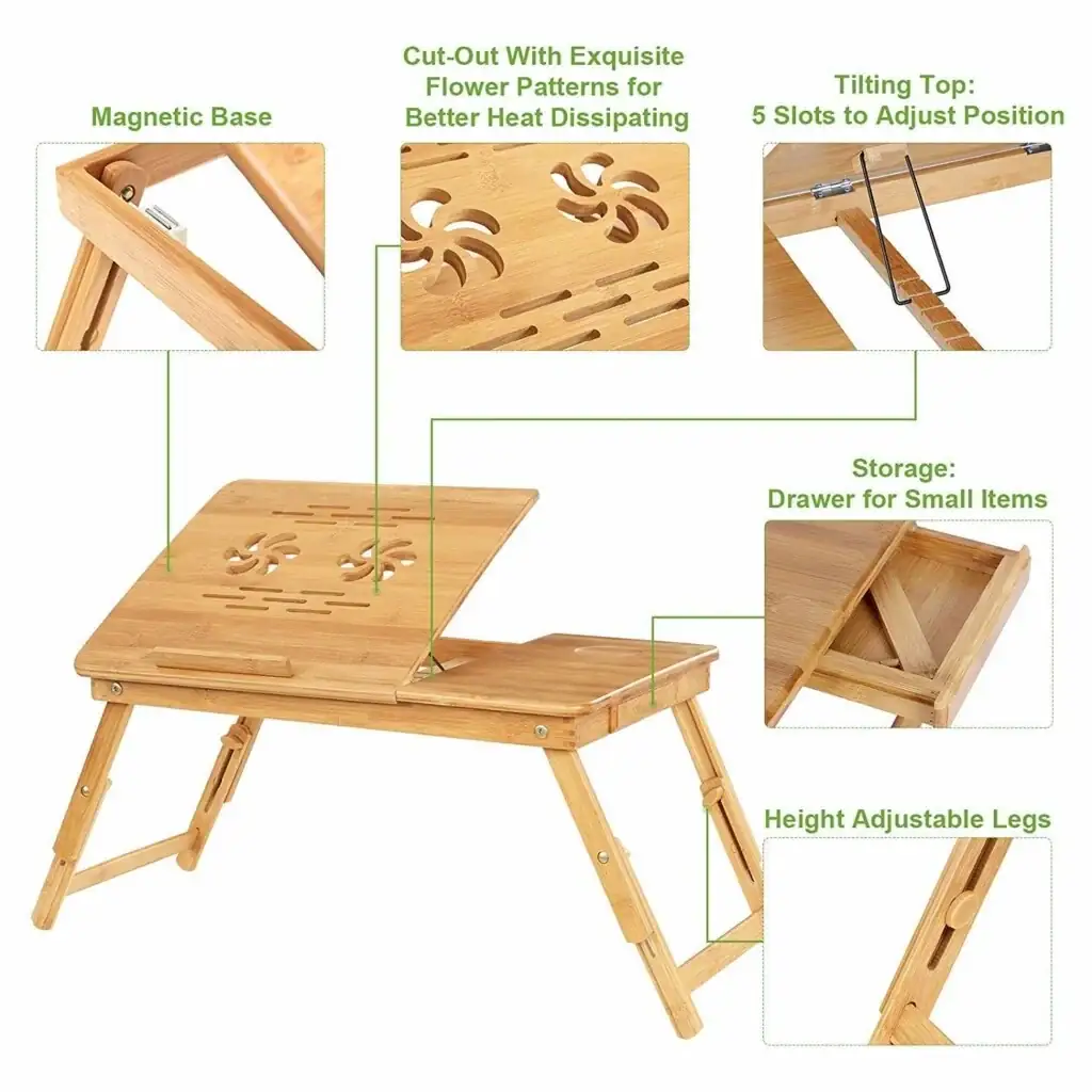 Mesa De Bambú Portátil Para Laptop  2