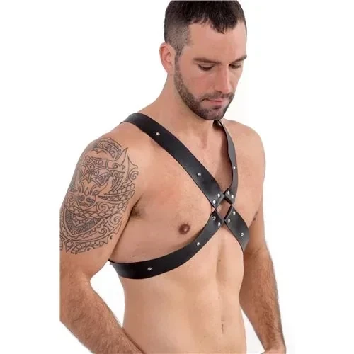 Pechera Cruzada Con Tachas - Unisex - Eco Cuero