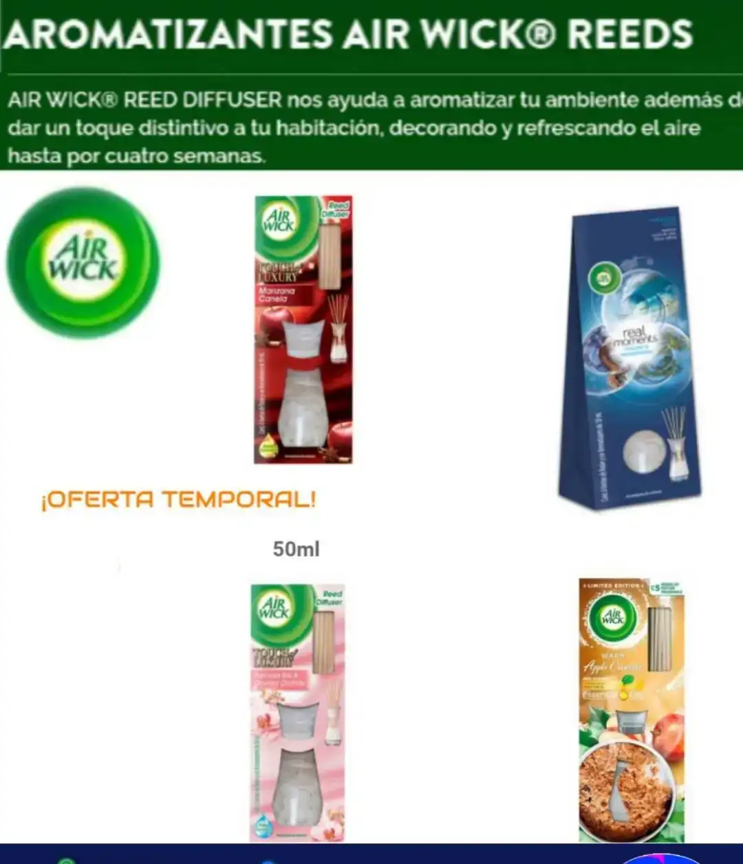 Aromatizante Air Wick Reeds 50ml