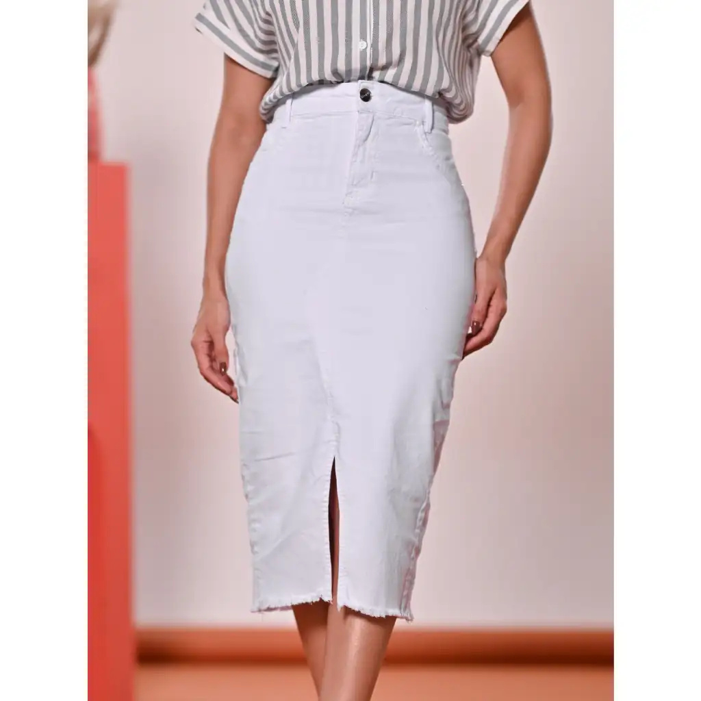 Saia Jeans evangélica com fenda  2