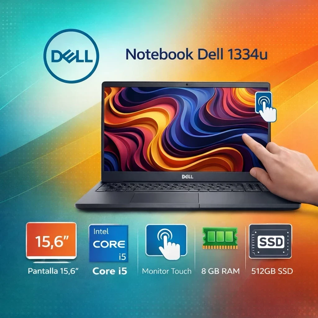 Notebook DELL Intel Core i5 1334u/15.6 pantalla táctil/512gb SSD/8gb RAM