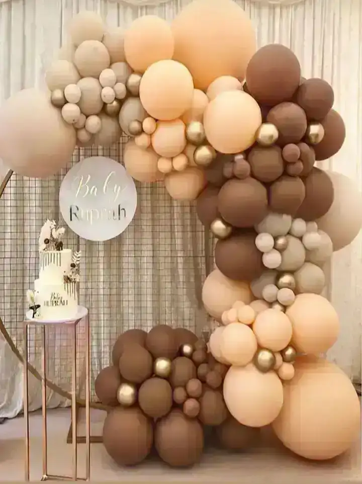 Set super guirnalda globos marron dorado beige