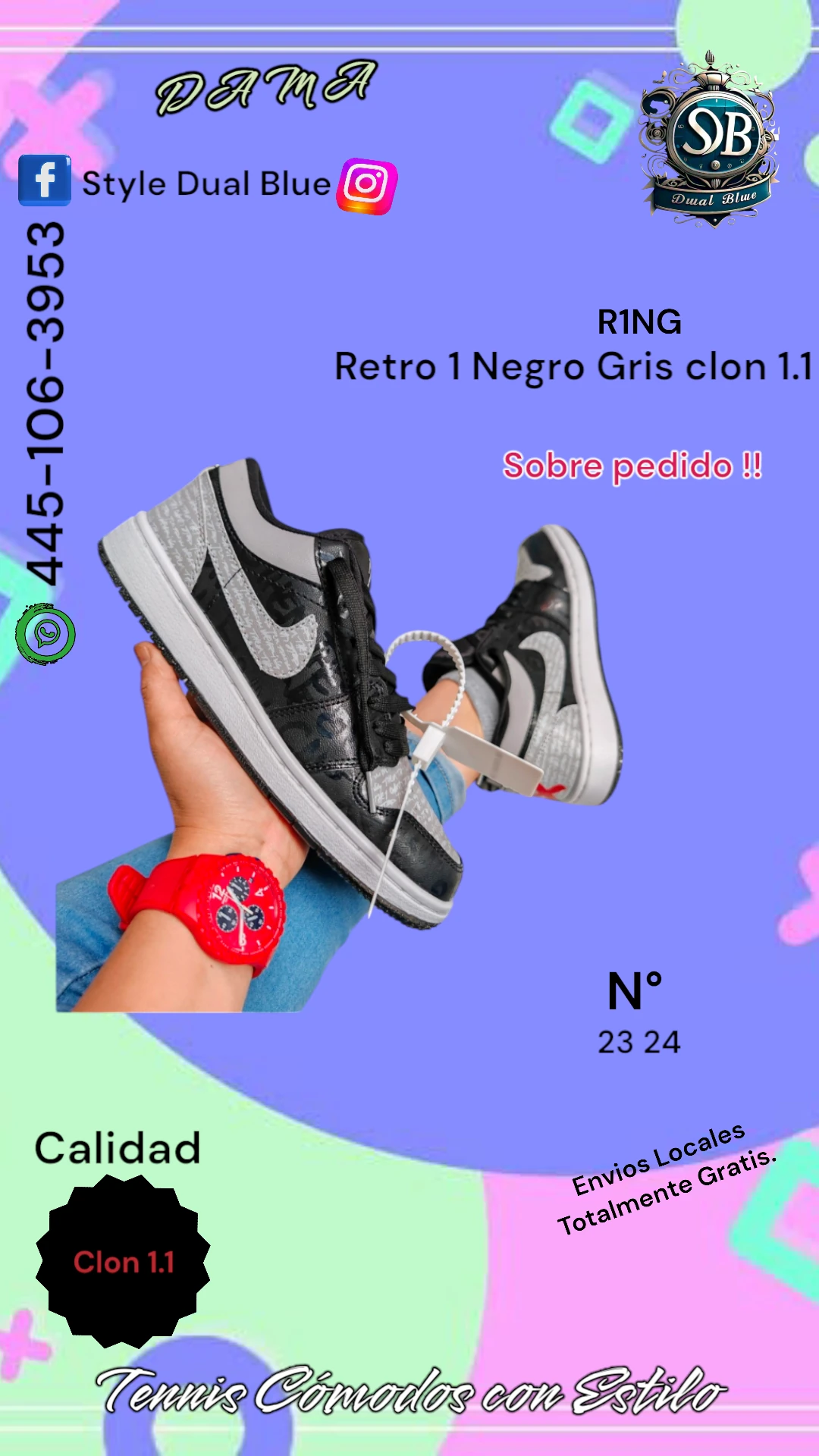 Retro 1 Negro Gris clon1.1