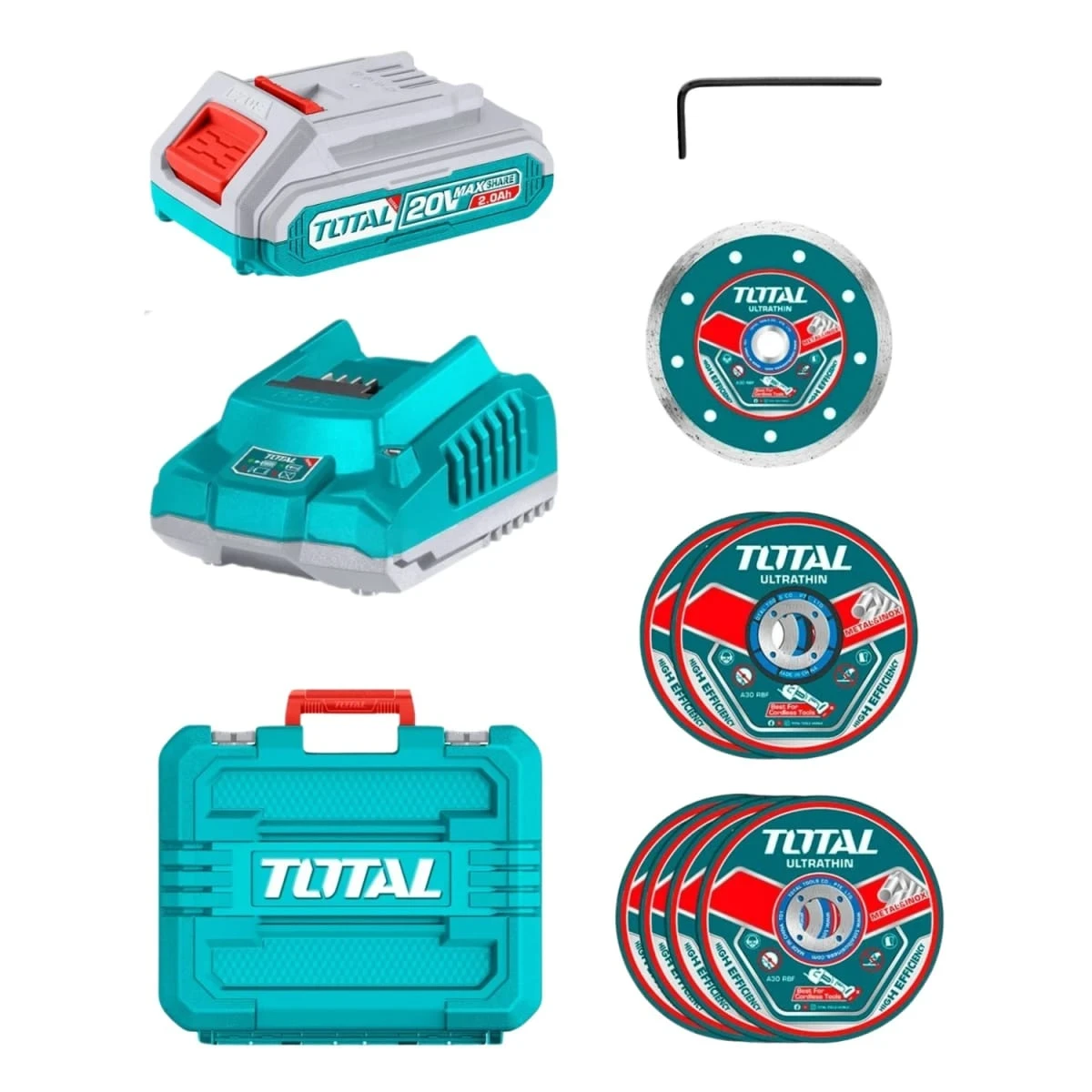 TAGLI76012 Amoladora 3" inalámbrica + accesorios total 3