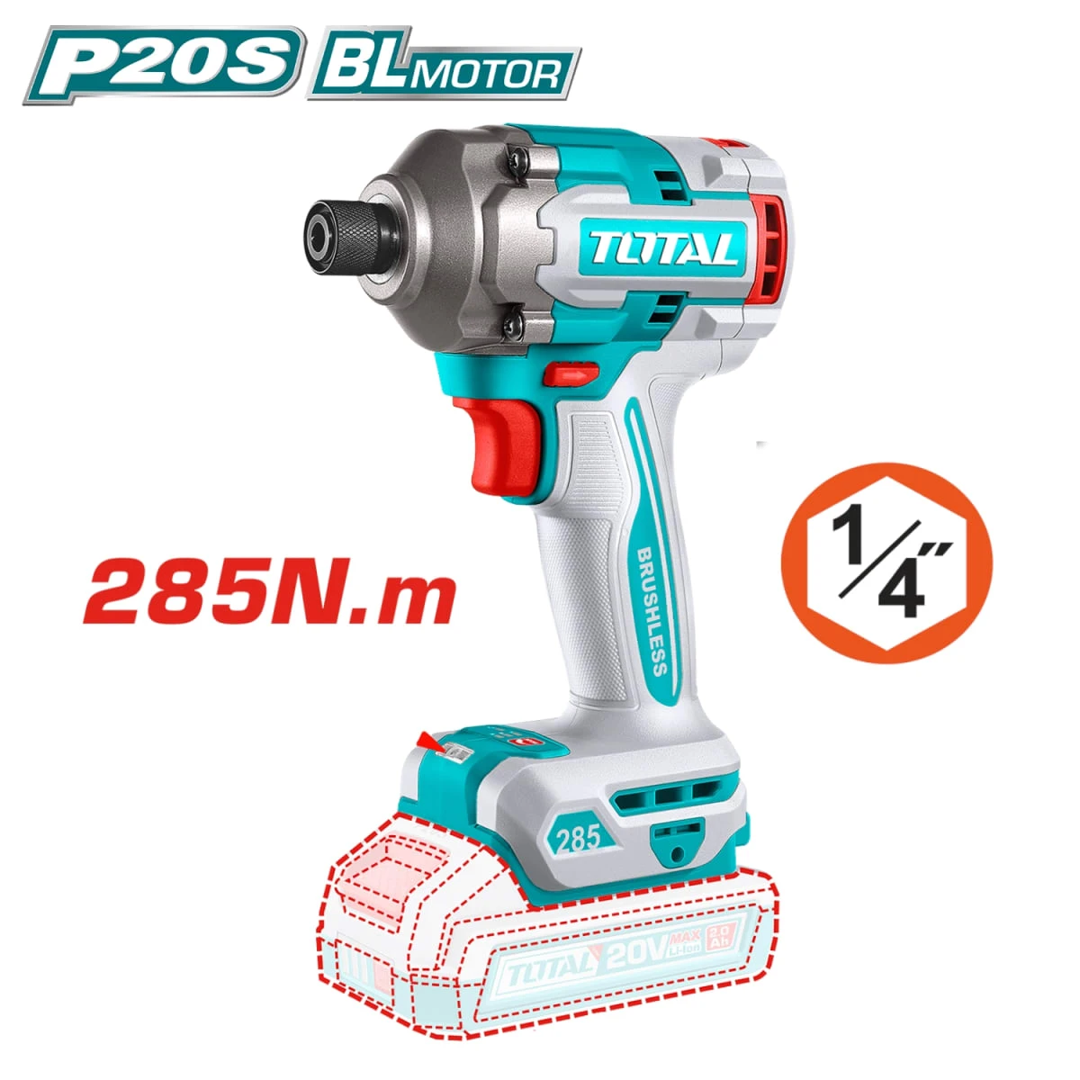 TOSLI250784 Atornillador de impacto 285nm + accesorios 13pcs total 2