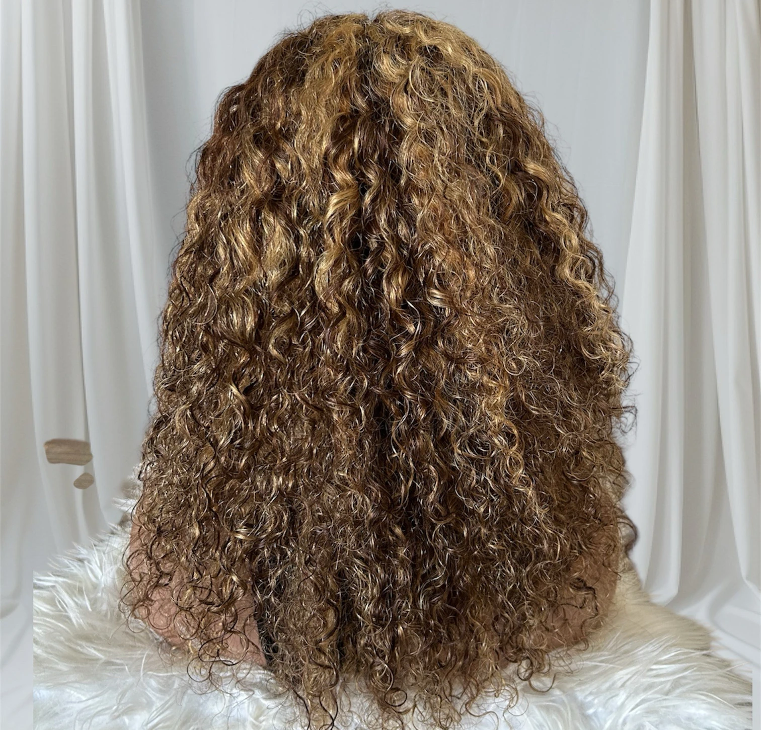 Peluca rizada de cabello humano de 18 pulgadas, frontal 13x4 color 4/27 3