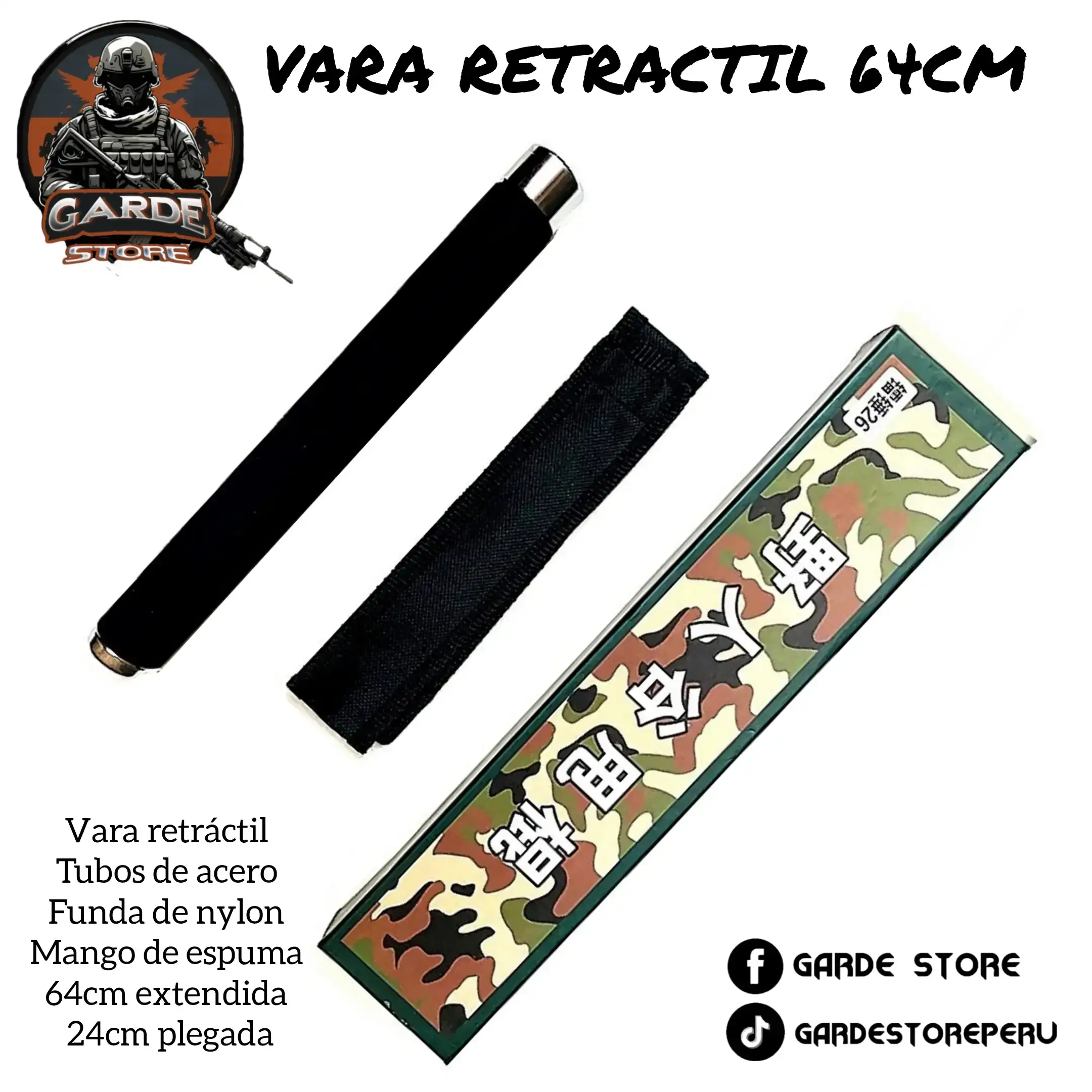 Vara retractil cromada 64cm. 2