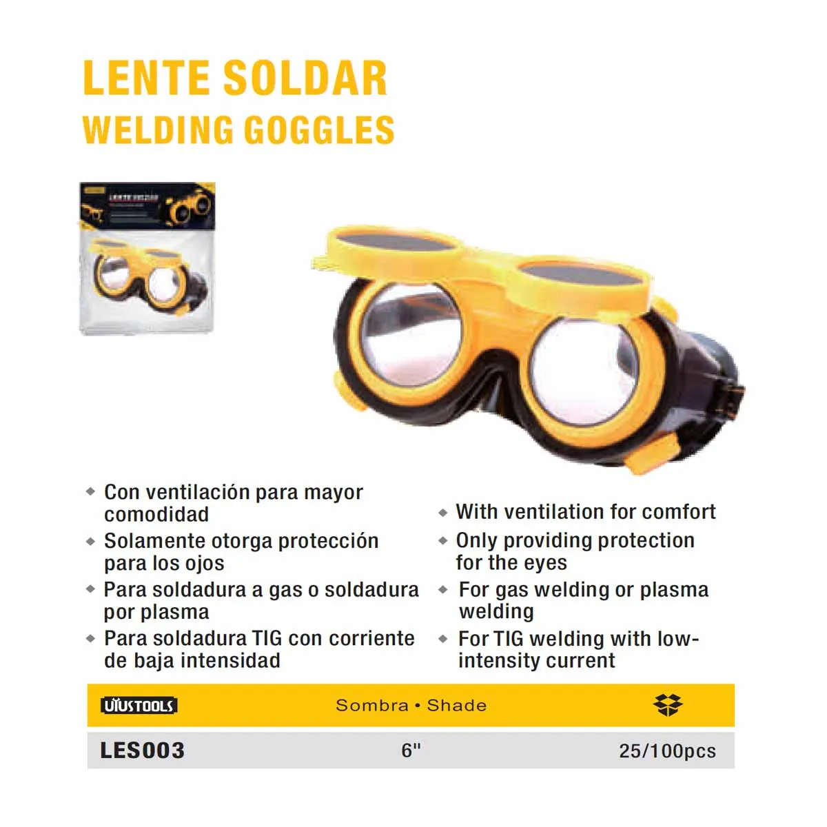 LENTE PARA SOLDAR (tipo gogles) UYUST