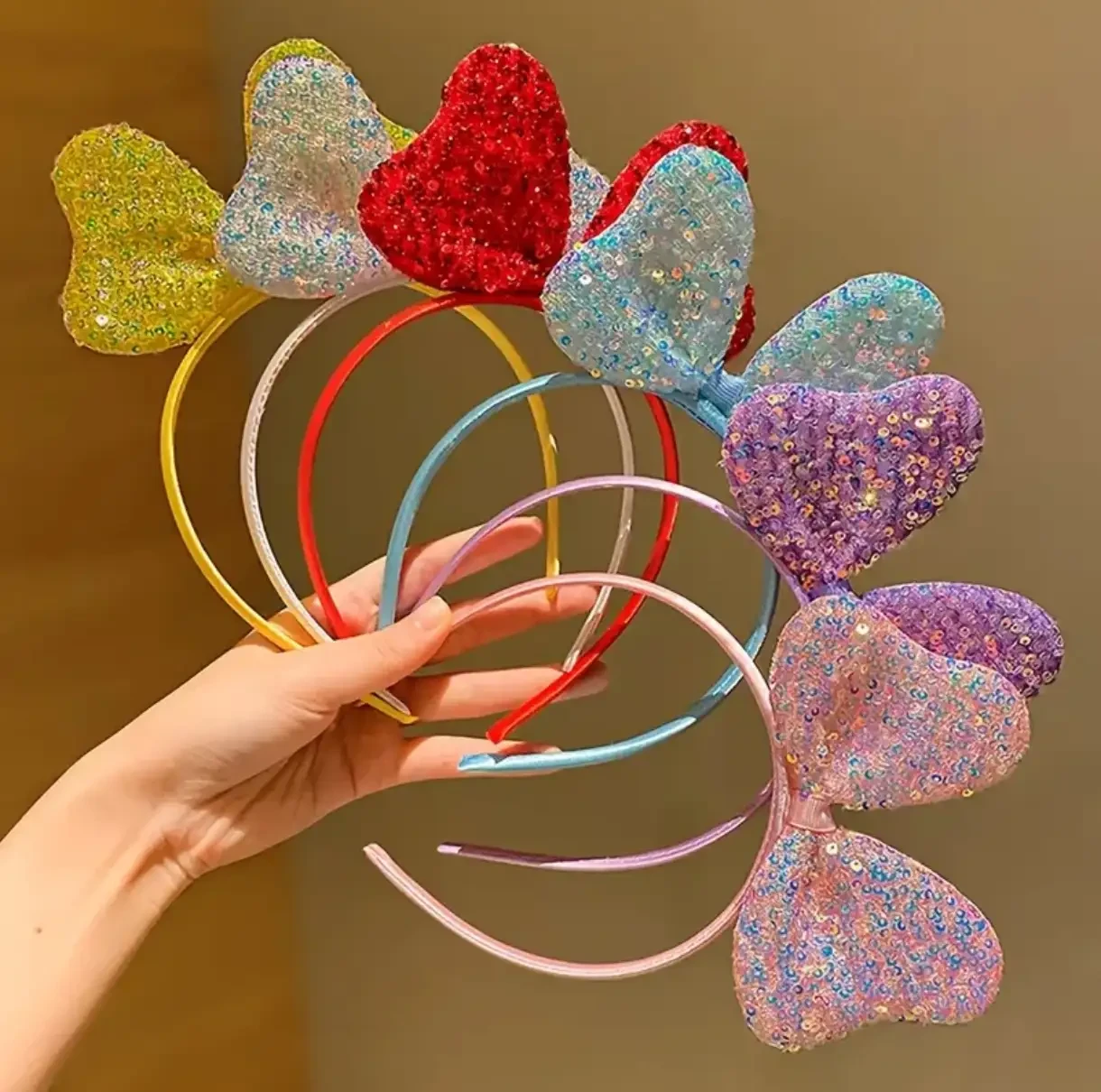Diadema Moño Grande Lentejuelas Colores 