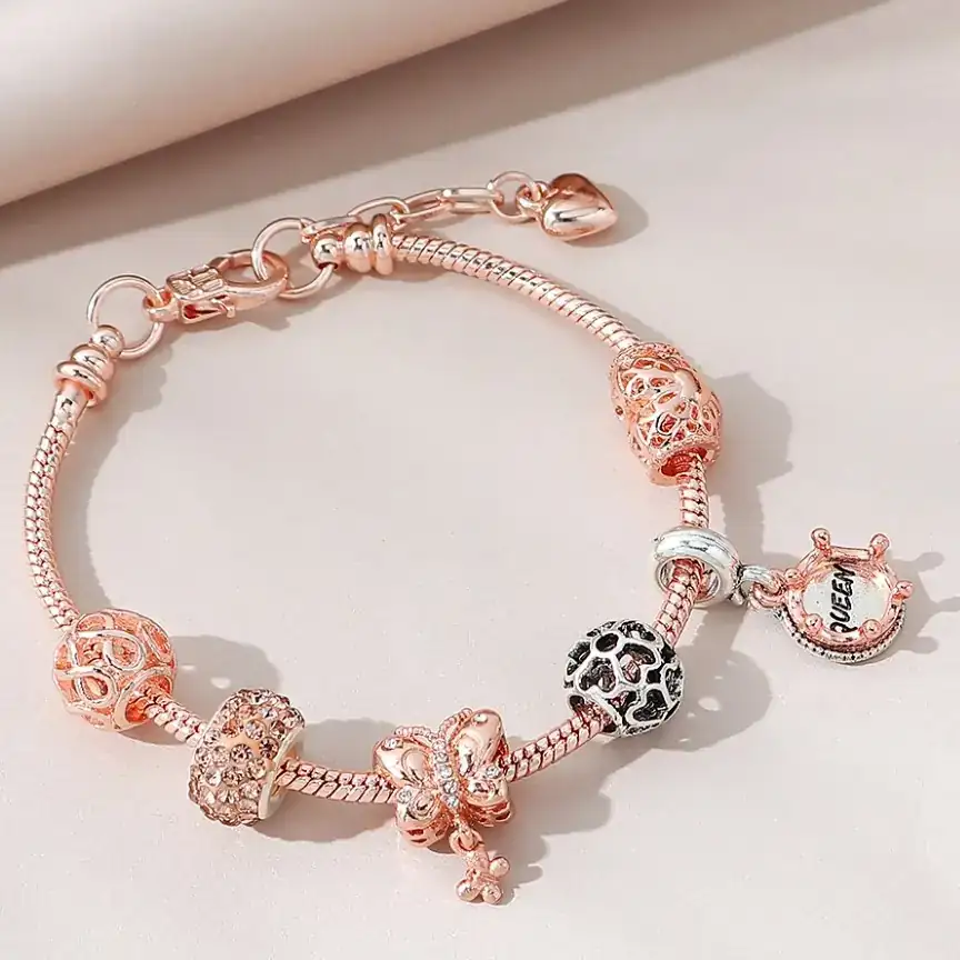 Cobre pulido pulsera estilo pandora 