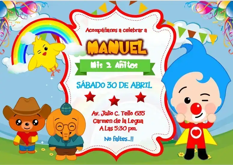 Invitación en Video y estática Plim Plin