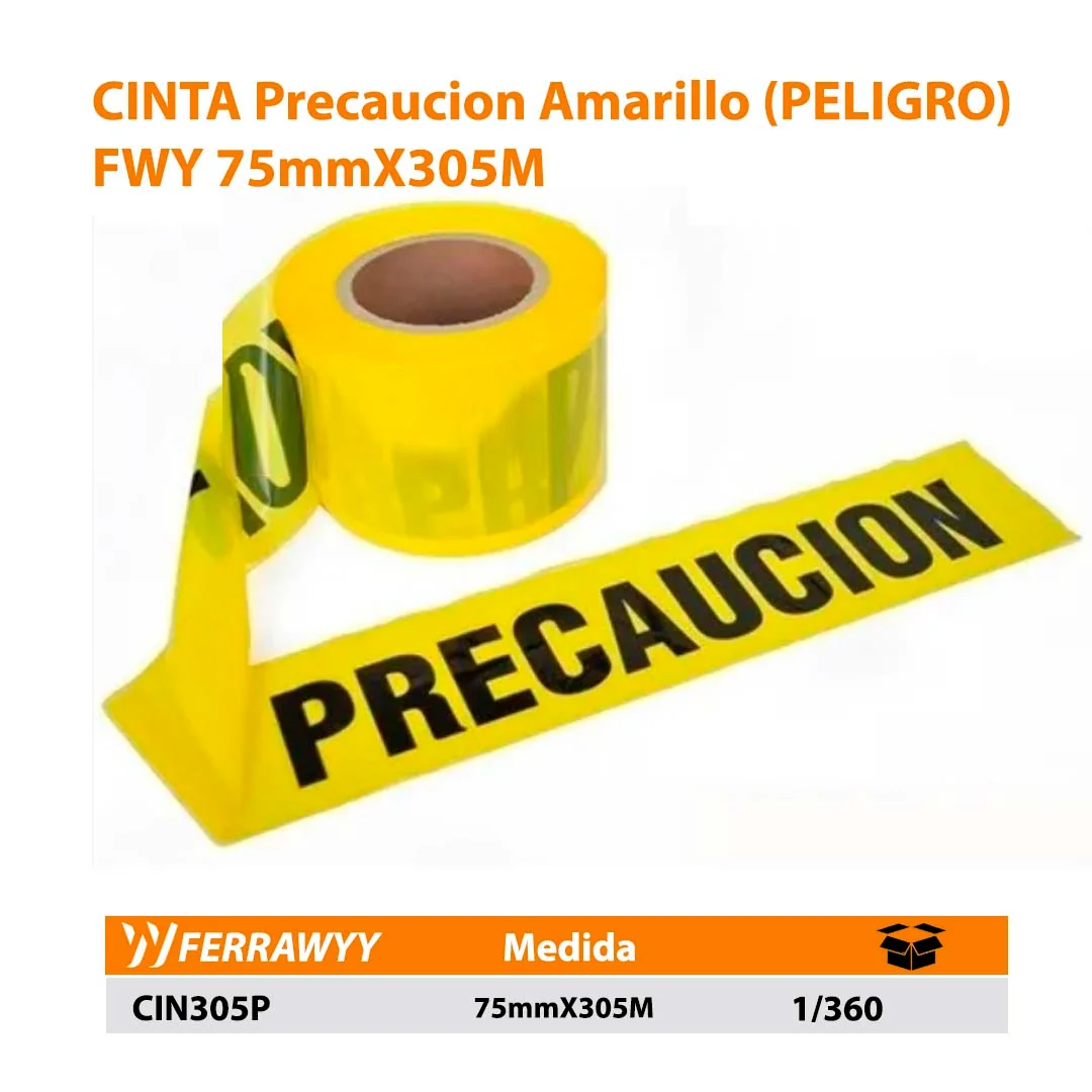 CINTA Precaucion Amarillo (PELIGRO) FWY 75mmX305M