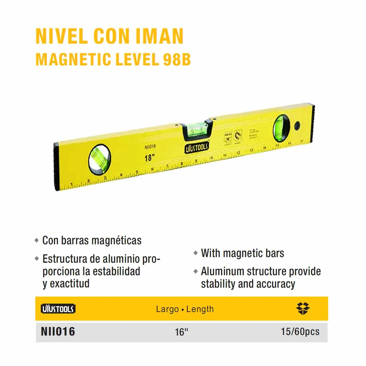 NIVEL CON IMAN UYUST 16" 400mm