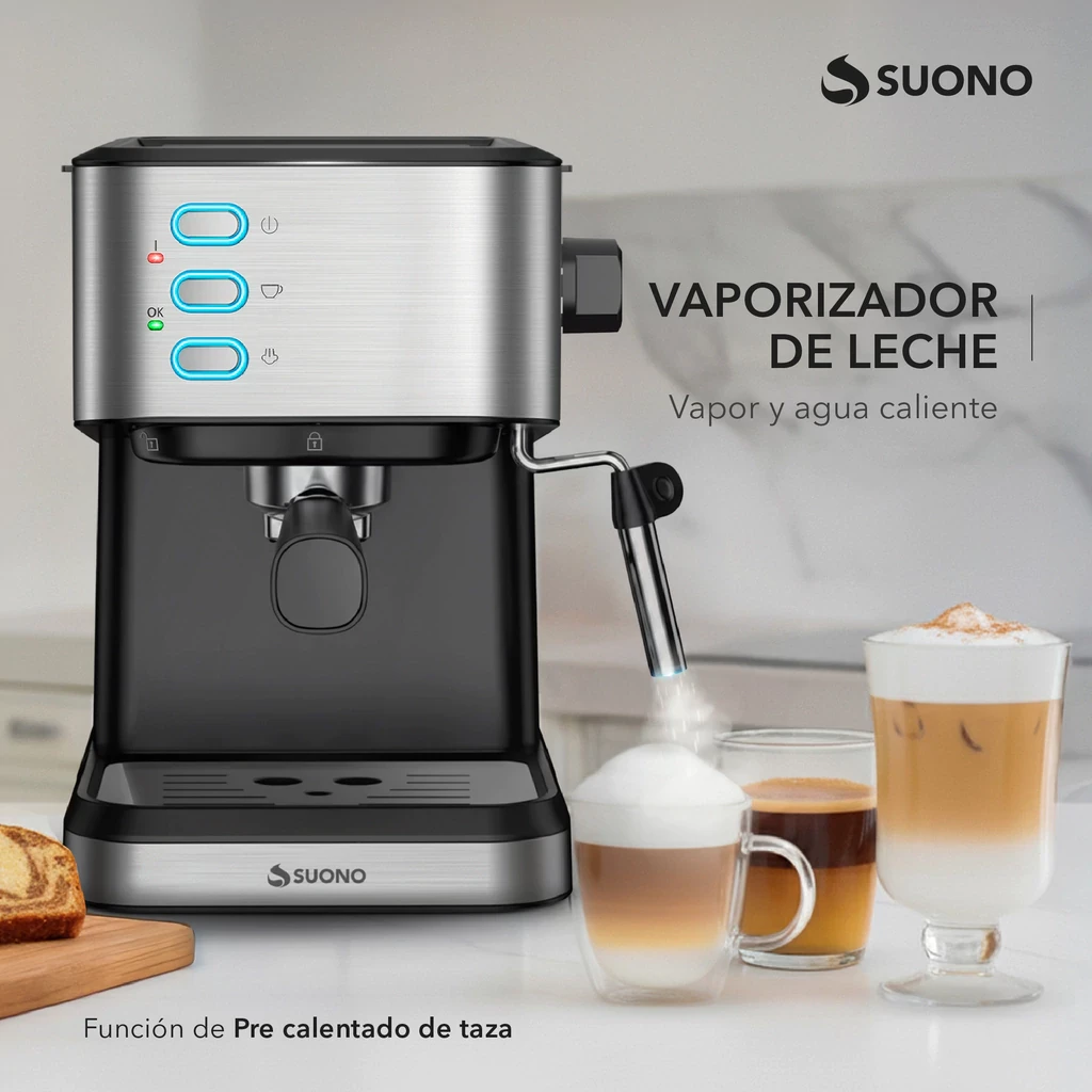 Cafetera Espresso con Vaporizador de Leche 20 Bar