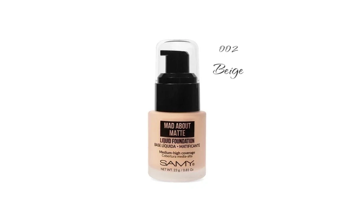 samy base liquida matificante tono 002 beige