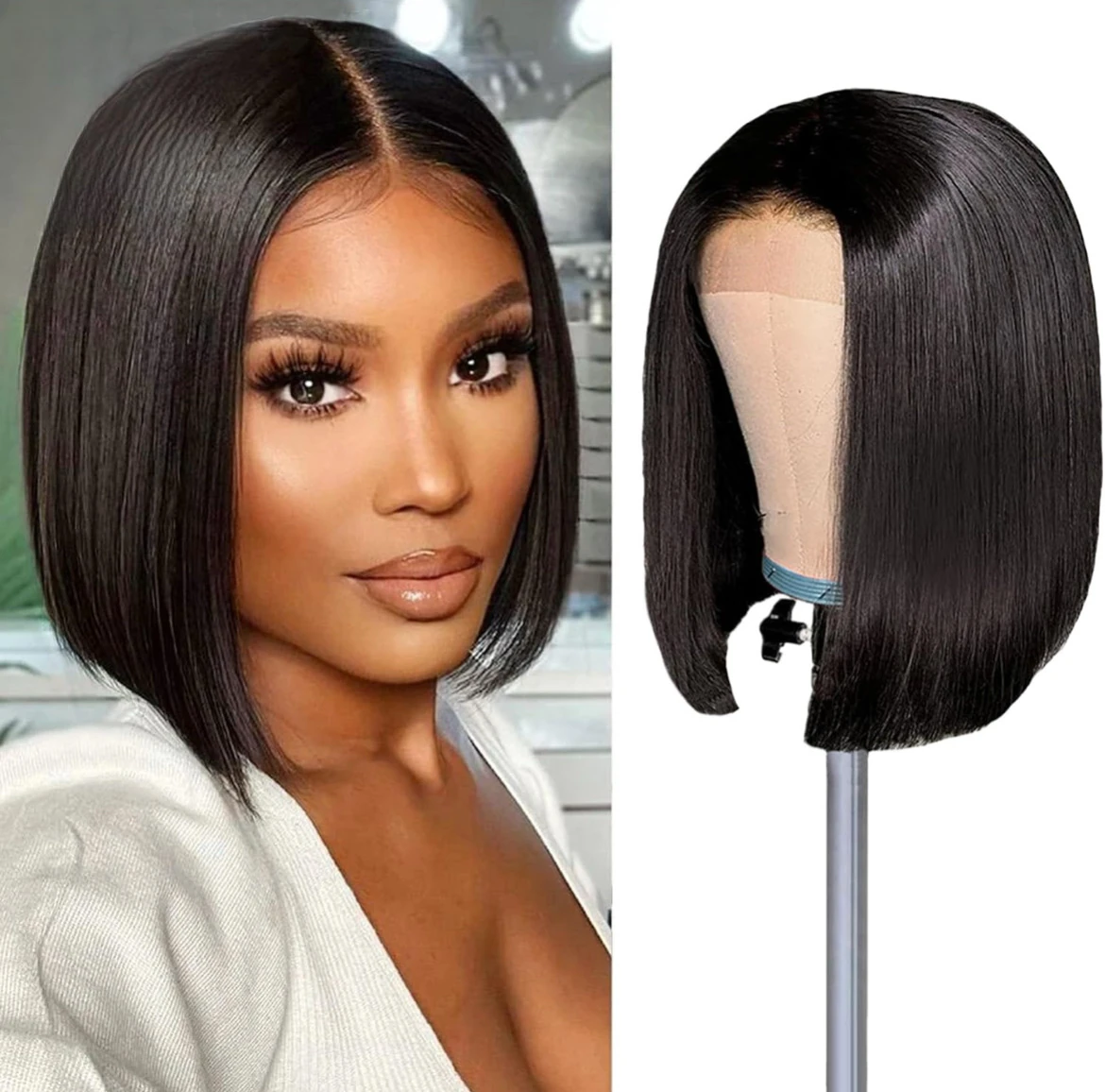 Peluca en 10” cabello humano, frontal lace T 13x4x1