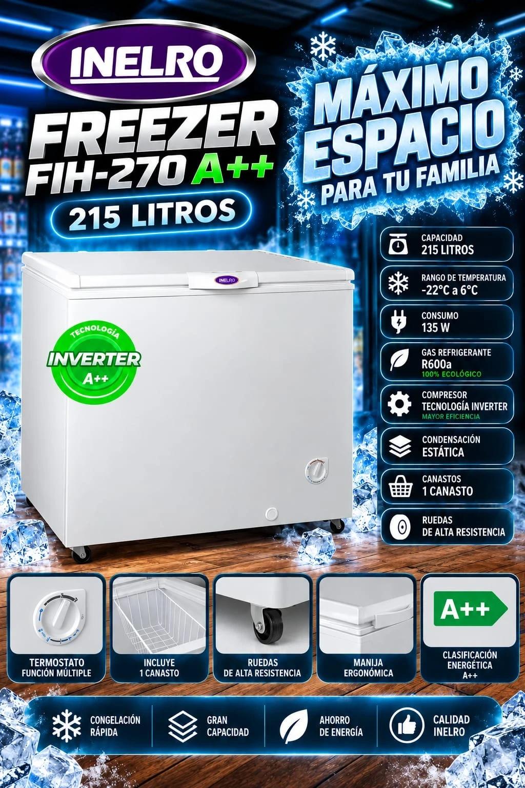 Freezer Inelro Fih 270 Inverter