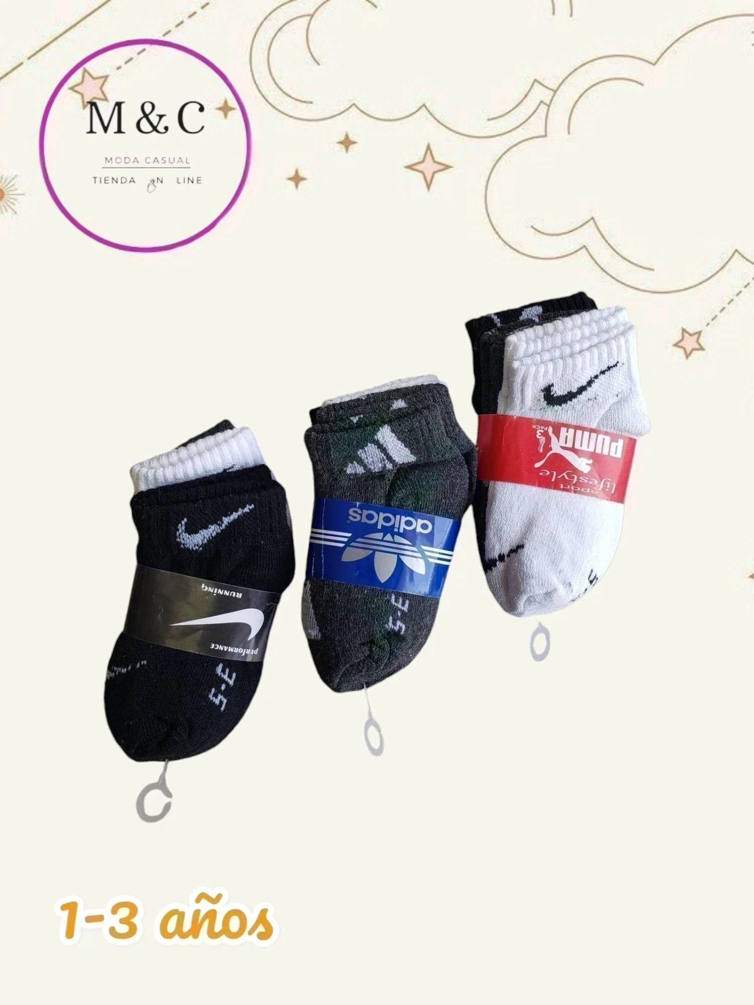 Calceta para niño paq. de 3