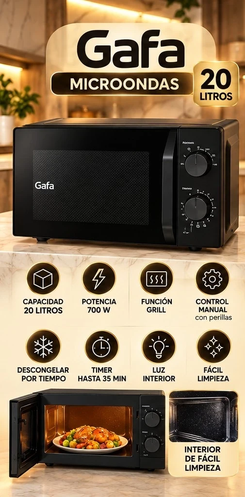 MICROONDAS GAFA 23L BLACK *CONSULTAR DISPONIBILIDAD CON EL VENDEDOR*