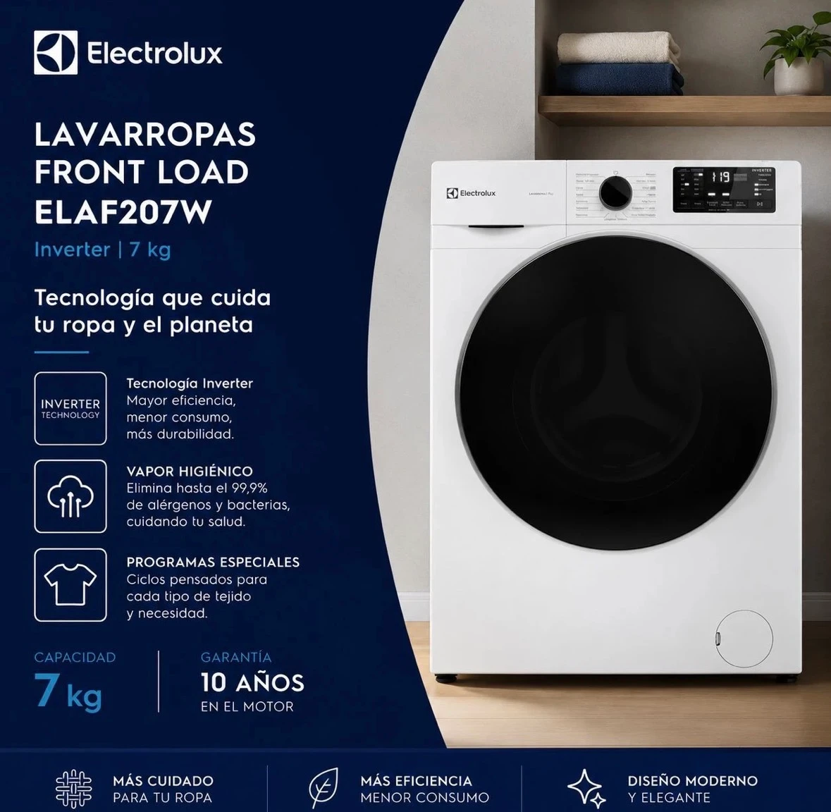 LAVARROPAS ELECTROLUX 7kg INVERTER 