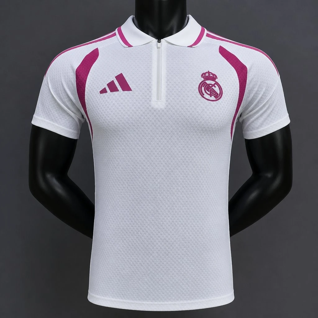 CAMISETA VERSION JUGADOR REAL MADRID ENTRENAMIENTO CREAMA CUELLO CAMISERO 26/27