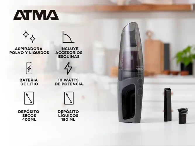 ASPIRADORA DE MANO INALÁMBRICO ATMA POWER PARA POLVOS Y LÍQUIDOS 