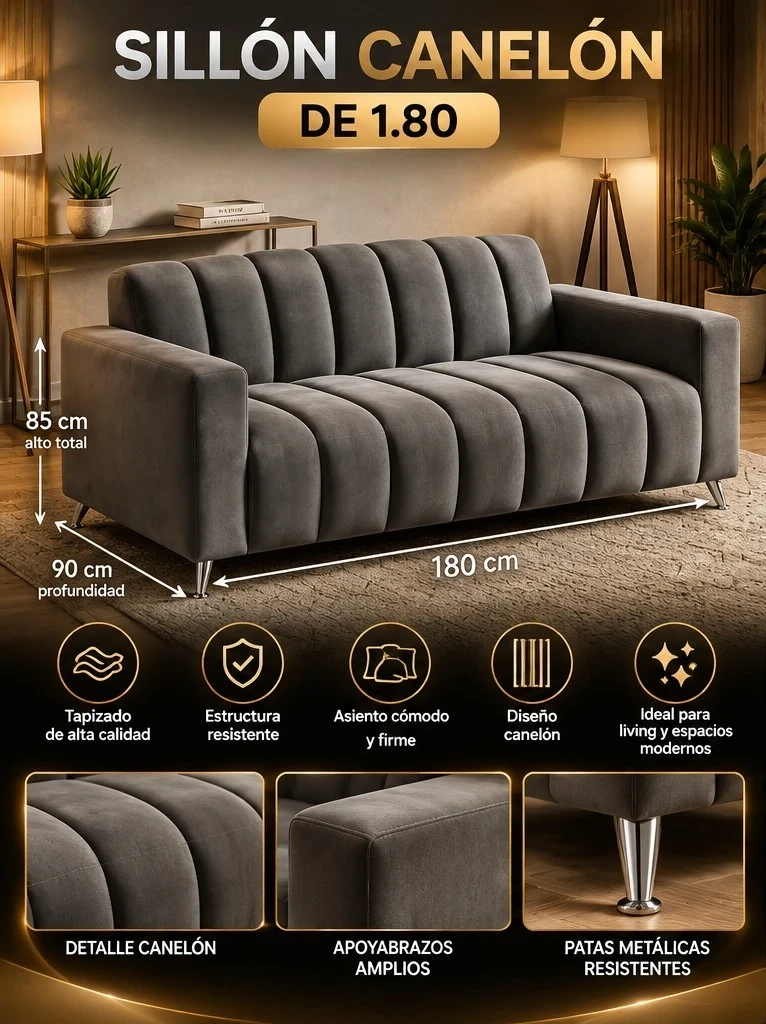 SILLÓN CANELÓN 1,80 M *CONSULTAR DISPONIBILIDAD CON EL VENDEDOR*