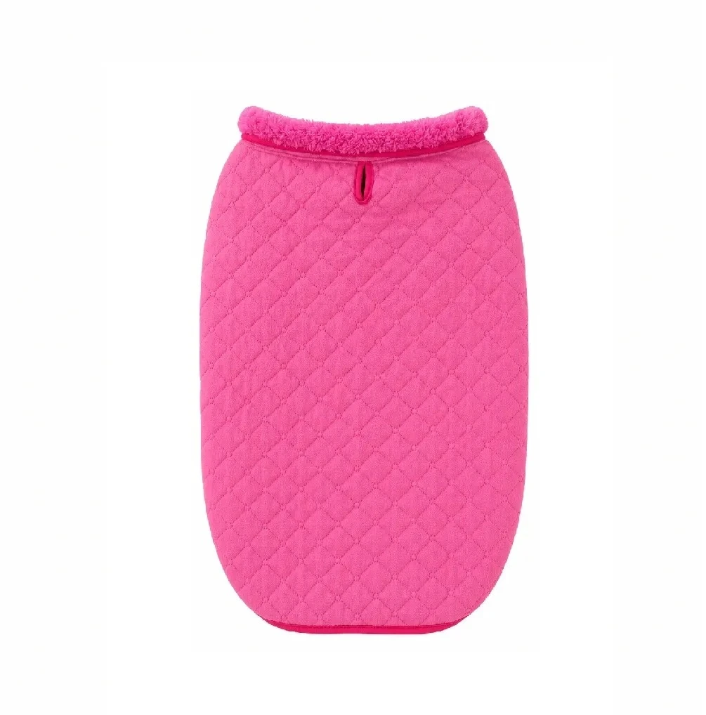 Chaleco con forro de piel de conejo fucsia