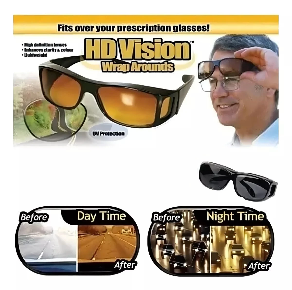 Lentes Gafas Hd Vision Dia / Noche x2 4