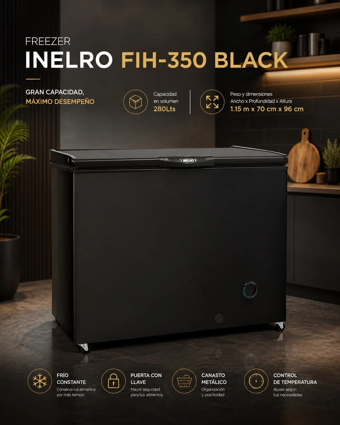 FREEZER INELRO FIH350 BLACK INVERTER ‼️SOLO POR PEDIDOS ‼️ 