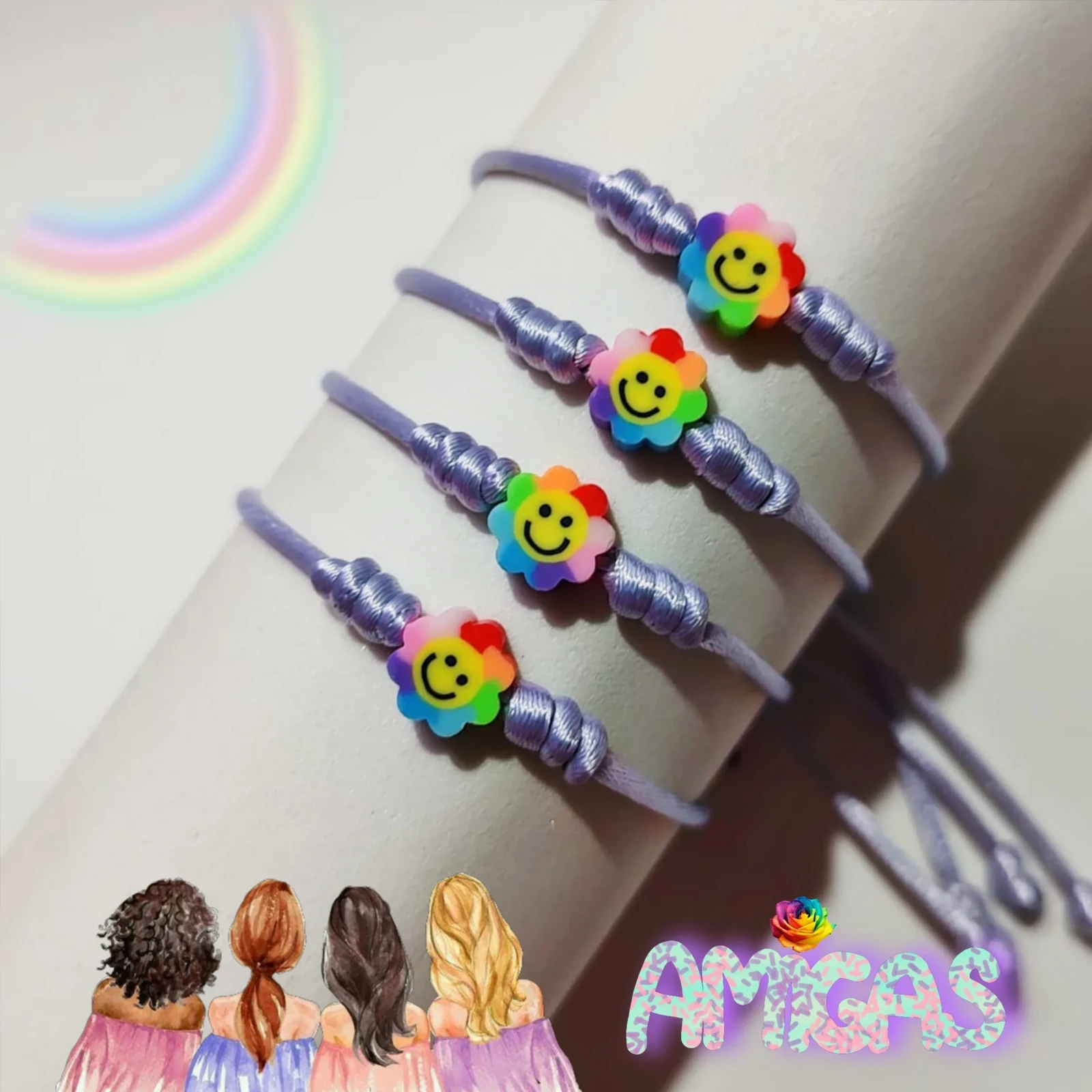 4 Pulseras para Amigas de Flores