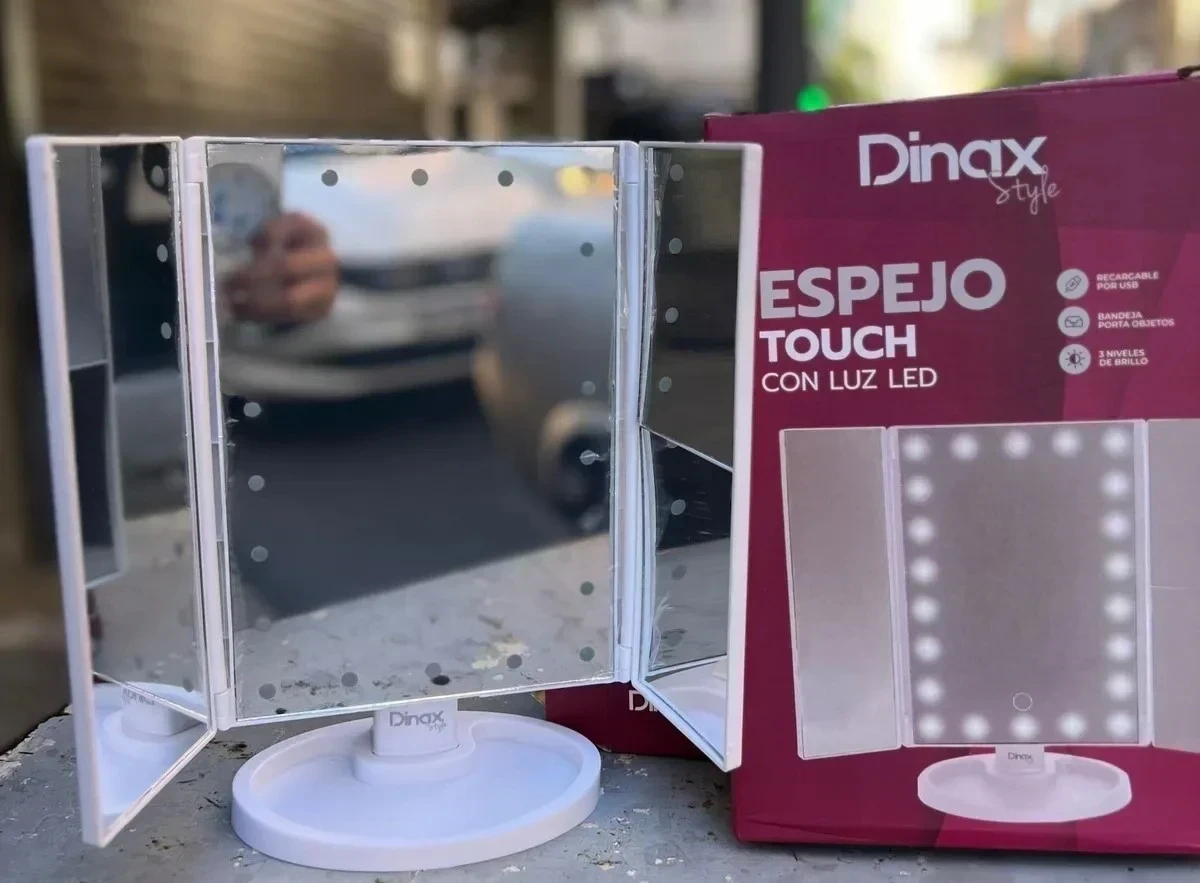 ESPEJO LUZ LED TRIPLE DINAX 