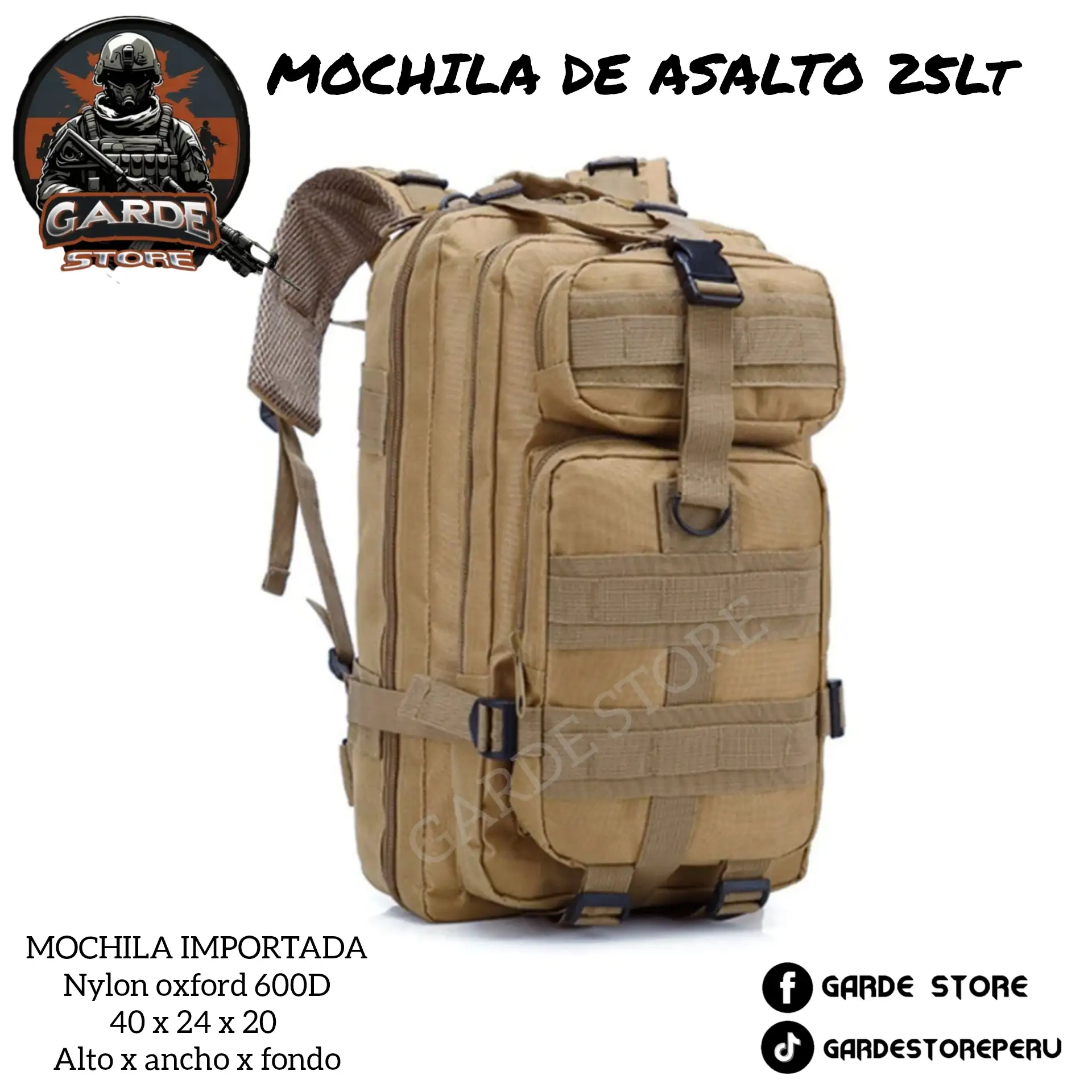 MOCHILA TÁCTICA 25LT (40 X 24 X 20) 2