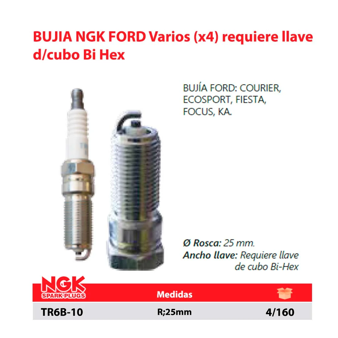 BUJIA NGK FORD Varios (x4) requiere llave d/cubo Bi Hex R;25mm-