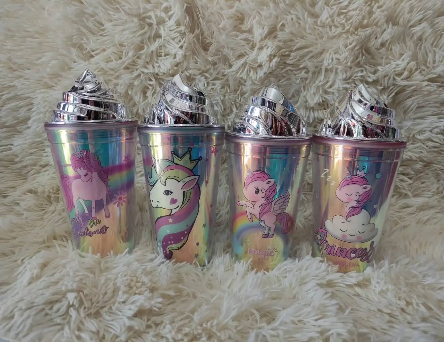 Vasos de unicornios tornasol