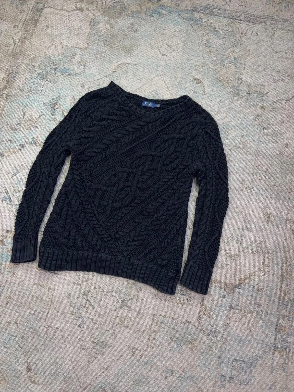 Sweater Polo Ralph Lauren Trenzas Negro mujer  Talla M 4