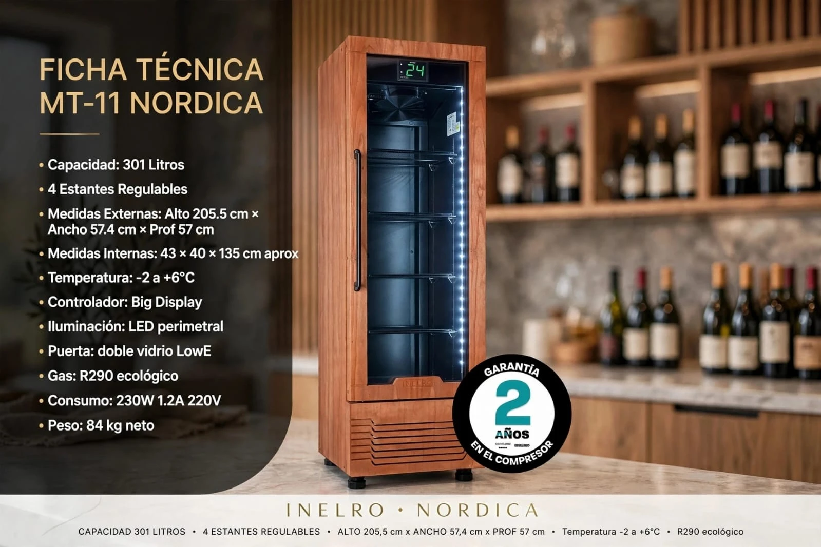 Exhibidora INELRO Vertical MT-11 NORDICA 301Lts.‼️SOLO POR PEDIDOS ‼️