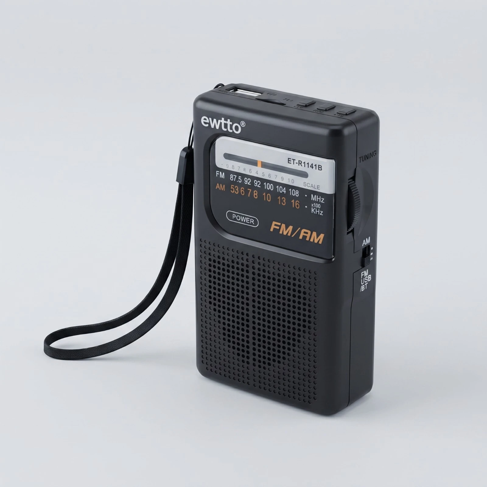 Radio Portátil AM/FM EWTTO ET-R1141B con Batería y Pilas | Electrónica Joma