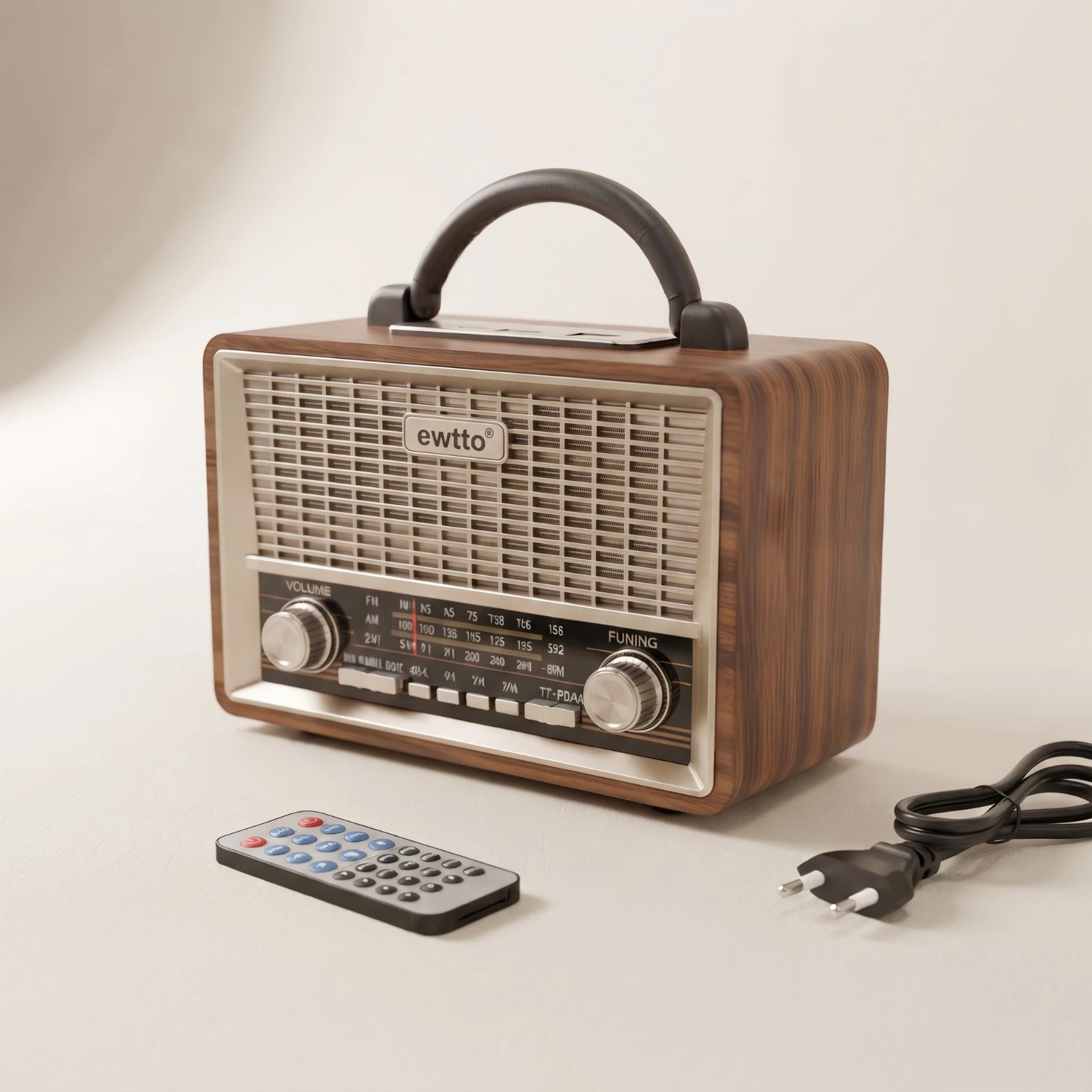 Radio Retro Portátil EWTTO ET-R1626B de Madera | Electrónica Joma