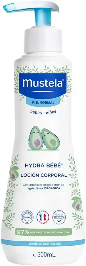 Mustela Hydrabebé, Crema Corporal Hidratante para Bebé o Niño con Piel Normal, 300mL