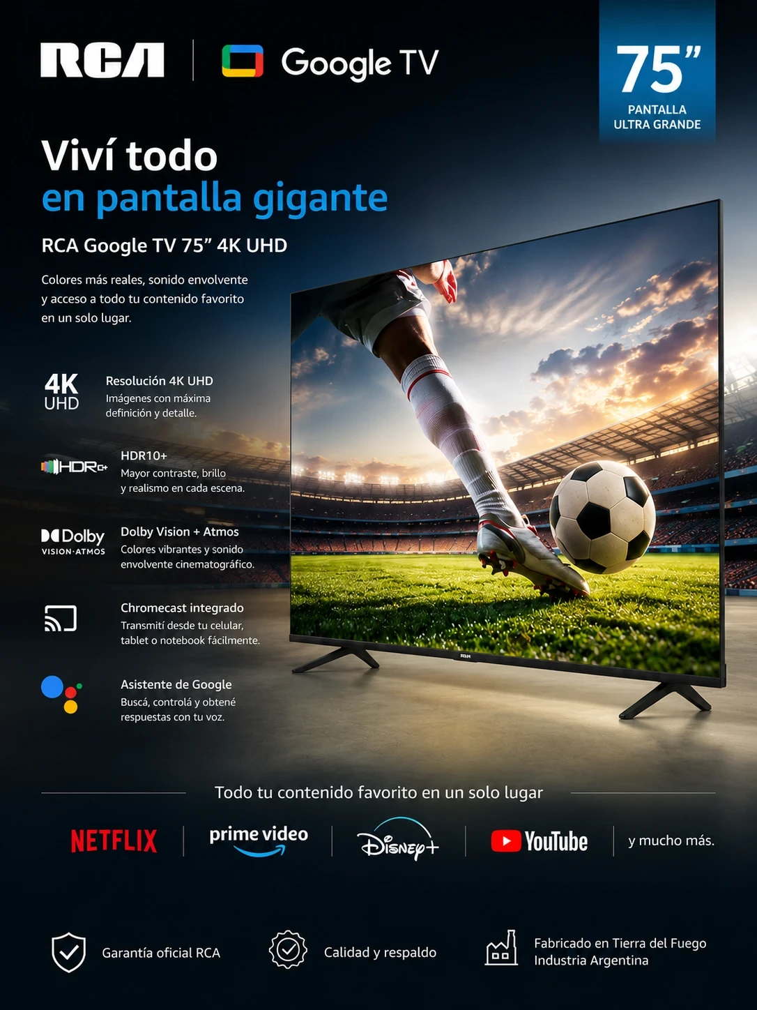 Smart Rca 75" Google Tv