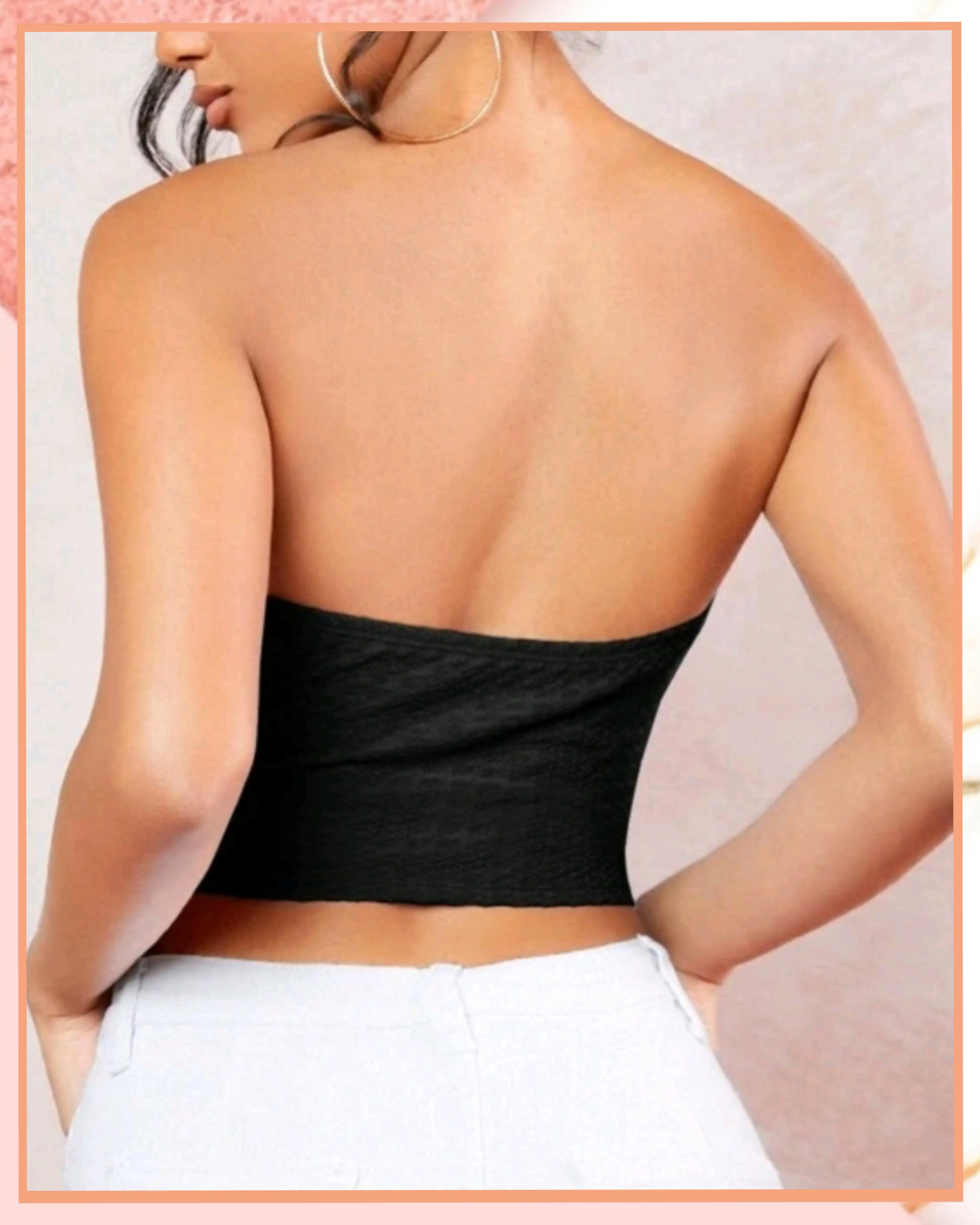 L - Croptop escote corazón, tela con textura  2